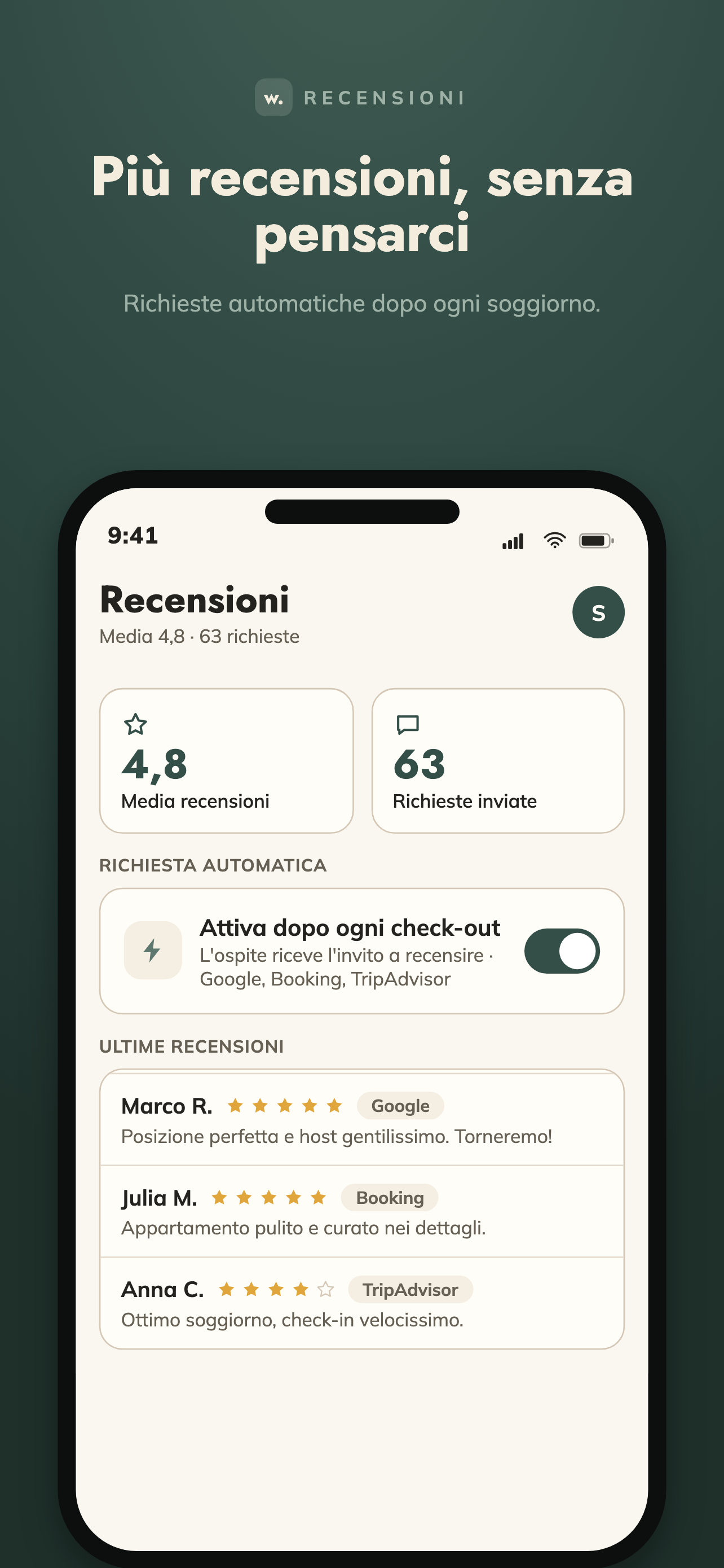 Schermata Recensioni